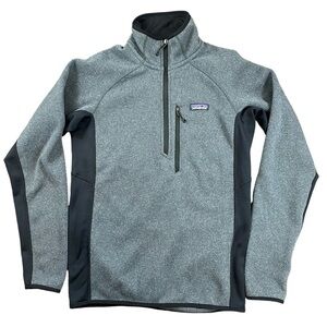 PATAGONIA Men’s Better Sweater Quarter Zip Gray Black Fleece Jacket Sz Small